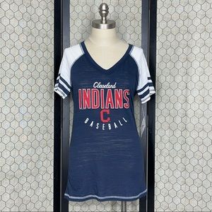 Soft As A Grape Cleveland Indians Baseball V- Neck Short Sleeve Shirt